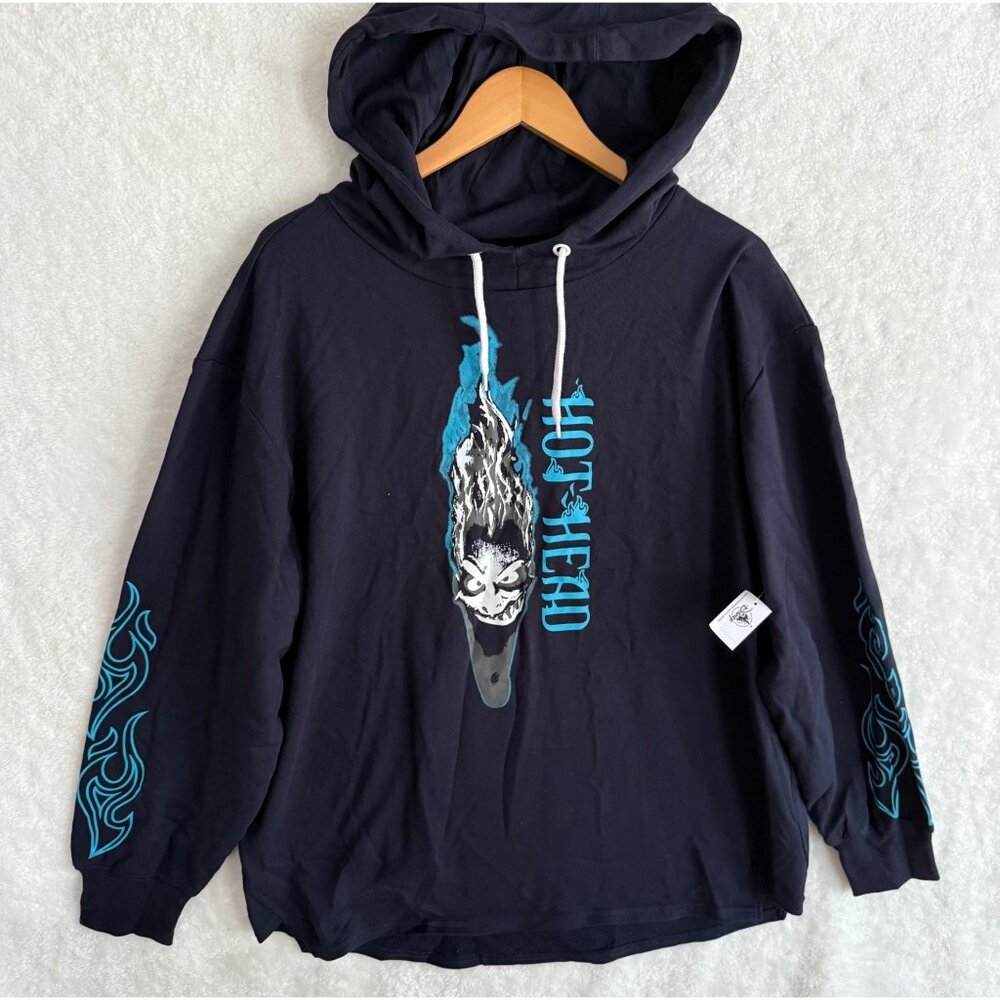 NEW NWT Disney Hoodie Adult Large L Blue Hercules‎ Hades Hot Head Pullover Parks